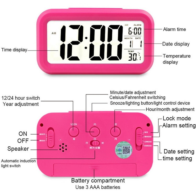 Temperature Type Lazy Snooze Alarm Mute Backlit Electronic Clock My Store