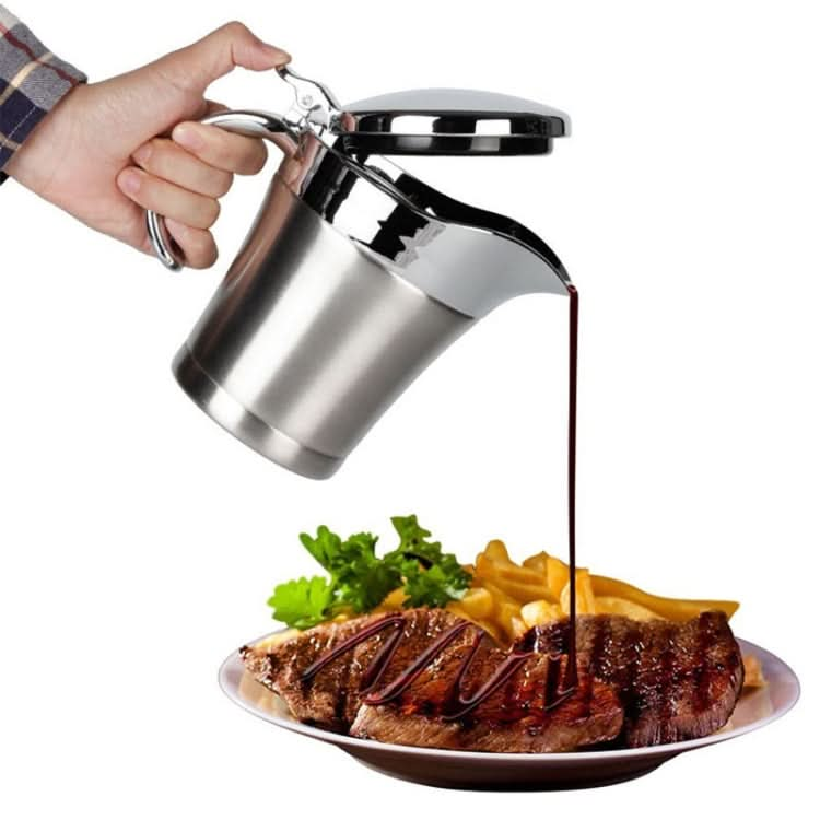 304 Stainless Steel Sauce Cup Steak Sauce Pot Tomato Sauce Bottle Double Insulated Seasoning Pot, Capacity: 450ml-Reluova