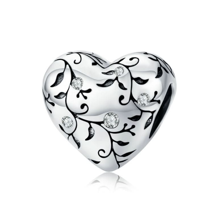 S925 Sterling Silver Heart-shaped Retro Pattern Loose Beads DIY Bracelet Jewelry Accessories Reluova