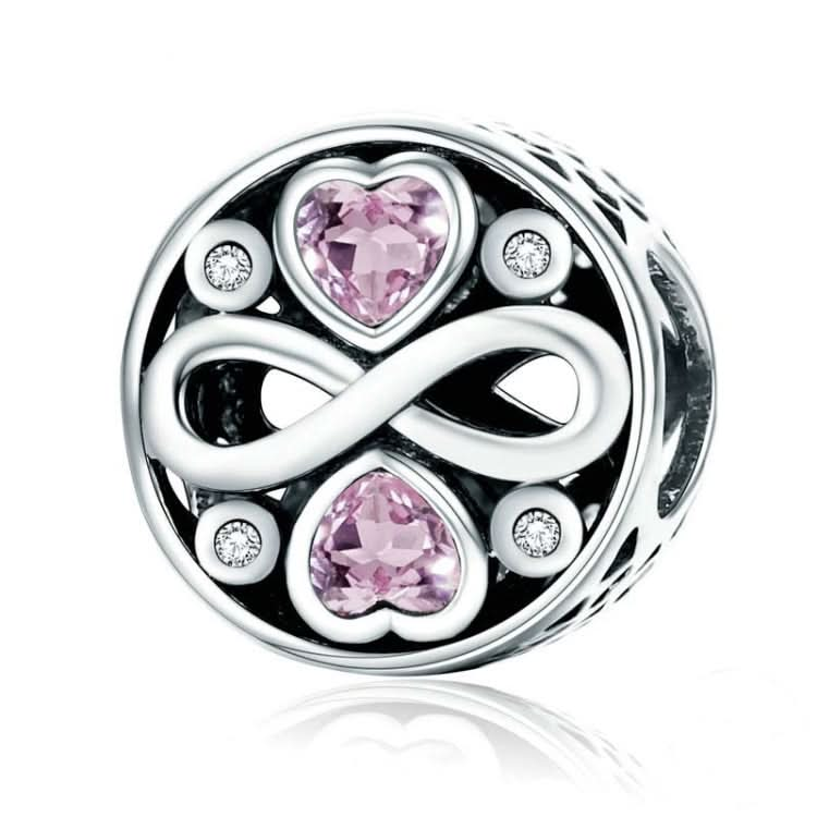 925 Sterling Silver Infinity Love Pink Heart Crystal Beads Charm Bracelets Jewelry