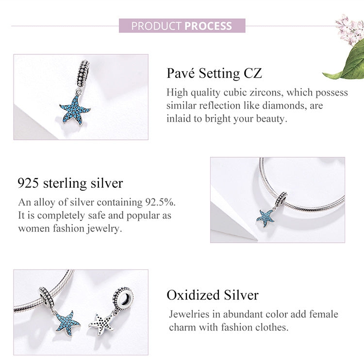 925 Sterling Silver  Starfish Pendant Charm Women DIY Bracelet Accessories-Reluova