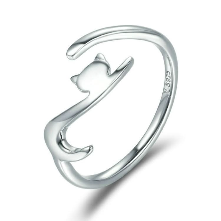 Naughty Cat Sterling Silver Ring Fashion Open Ring Reluova