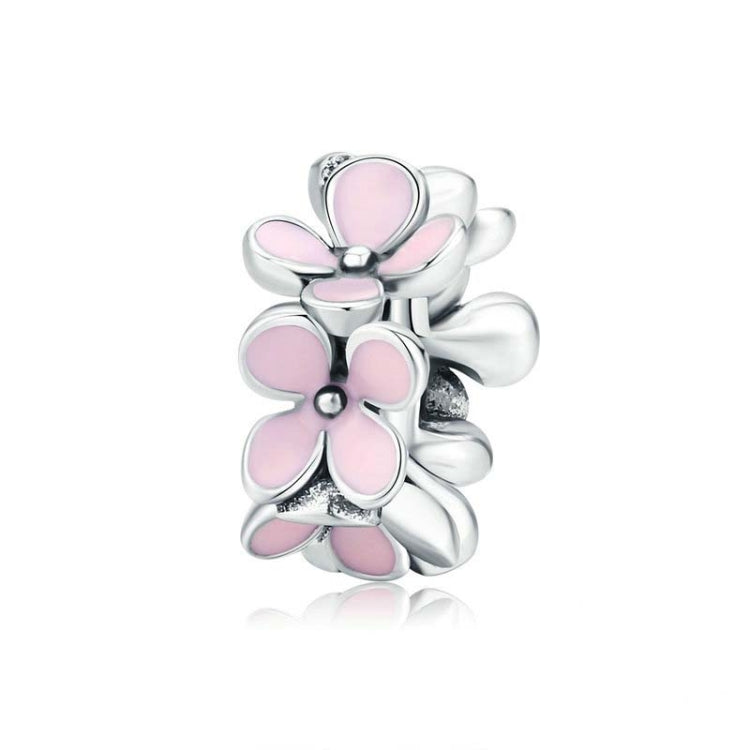 925 Sterling Silver Pink Enamel Flower Charm Women Bracelet  DIY Jewelry Beads-Reluova