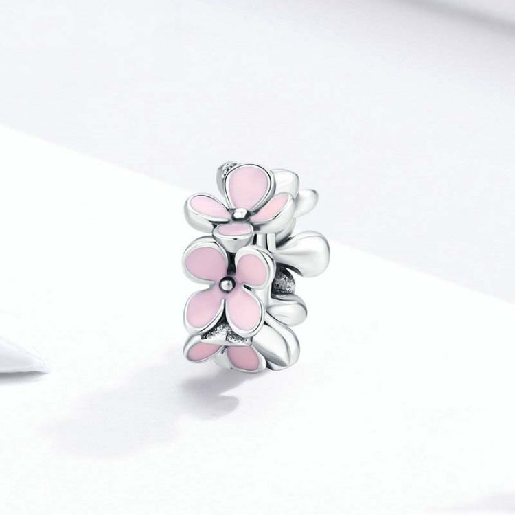 925 Sterling Silver Pink Enamel Flower Charm Women Bracelet  DIY Jewelry Beads-Reluova