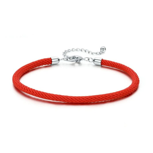 Red Rope Sterling Silver Interface Red Braided Bracelet S925 Silver Bracelet Reluova