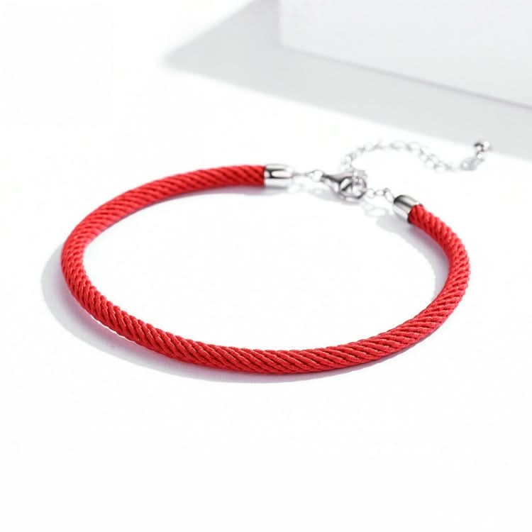 Red Rope Sterling Silver Interface Red Braided Bracelet S925 Silver Bracelet Reluova