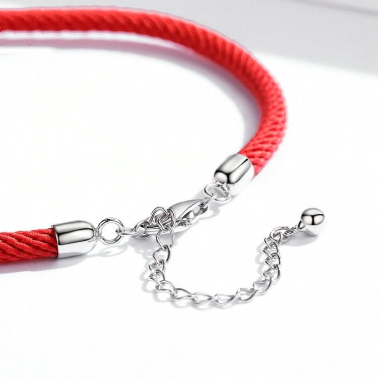 Red Rope Sterling Silver Interface Red Braided Bracelet S925 Silver Bracelet Reluova