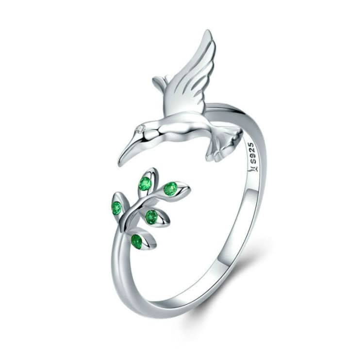 Hummingbird Greeting Opening Female Sterling Silver Ring Reluova