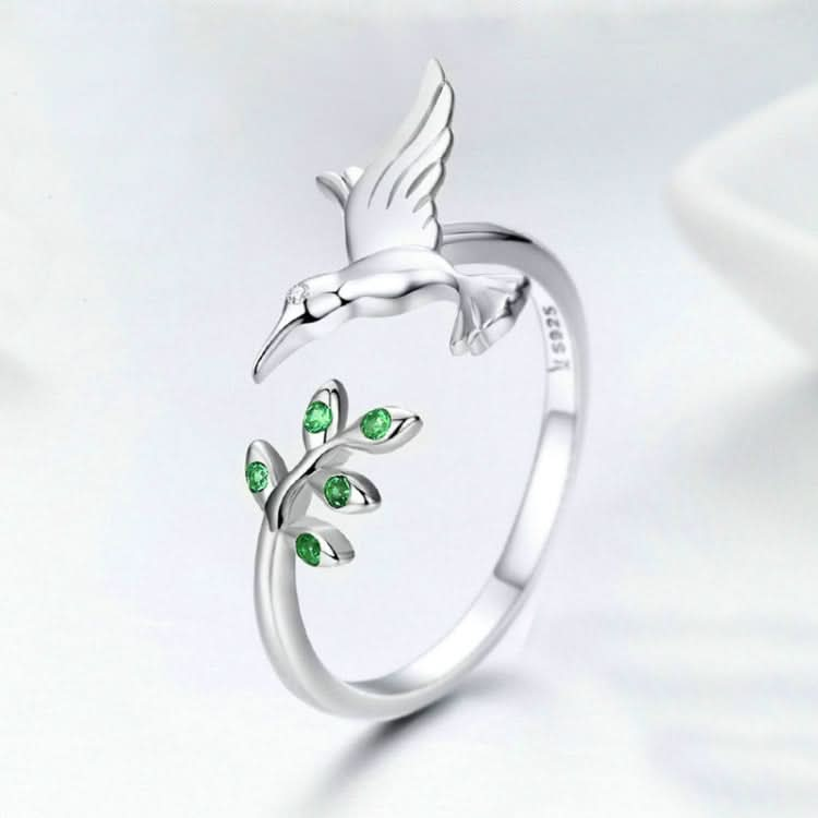 Hummingbird Greeting Opening Female Sterling Silver Ring Reluova