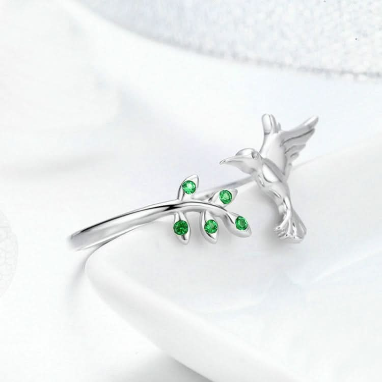 Hummingbird Greeting Opening Female Sterling Silver Ring Reluova