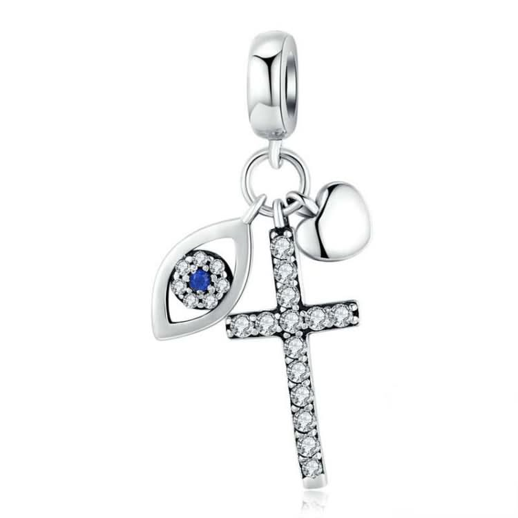 S925 Sterling Silver Pendant Cross Demon Eye DIY Bracelet Charm