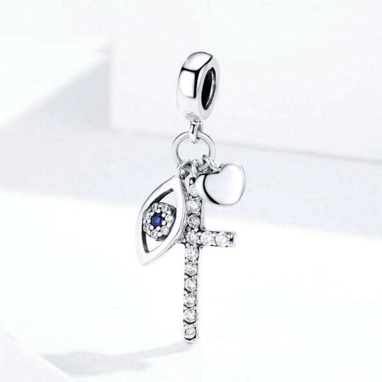 S925 Sterling Silver Pendant Cross Demon Eye DIY Bracelet Charm