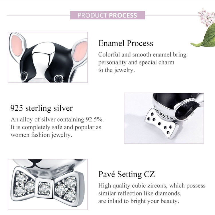 925 Sterling Silver Beads Cute Dog Chihuahua Beaded DIY Bracelet Accessories-Reluova