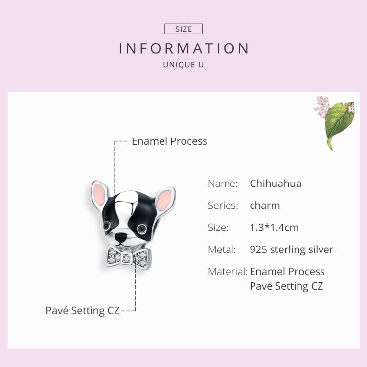 925 Sterling Silver Beads Cute Dog Chihuahua Beaded DIY Bracelet Accessories