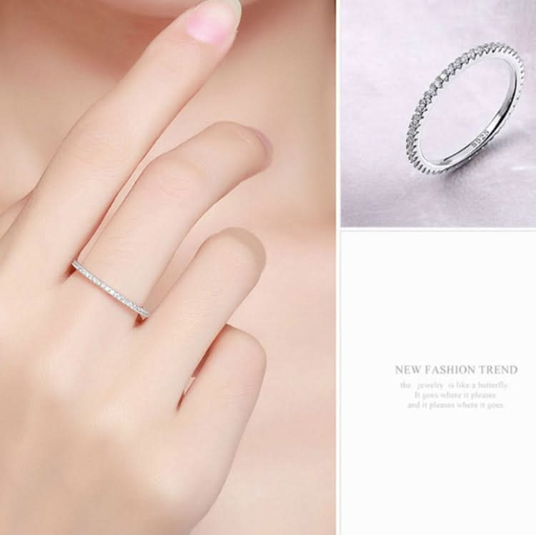 S925 Sterling Silver Ladies Fashion Ring Diamond Simple Ring Reluova