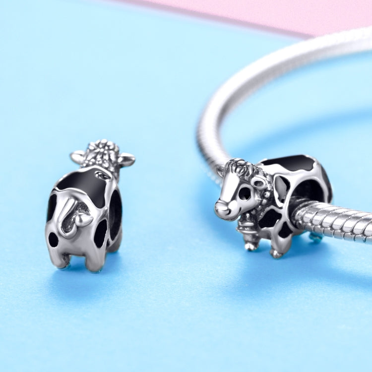 925 Sterling Silver Cute  Cow DIY Animal Beaded Bracelet Accessory