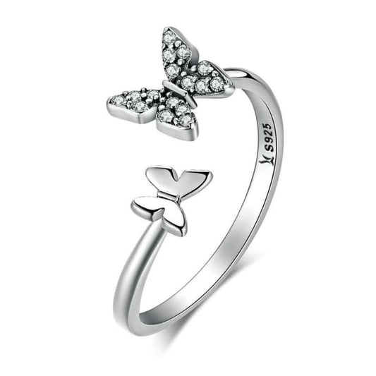 Flying Butterfly S925 Female Sterling Silver Zircon Ring Reluova