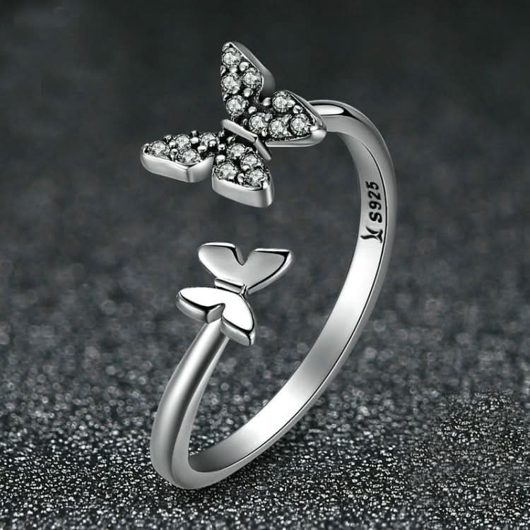 Flying Butterfly S925 Female Sterling Silver Zircon Ring Reluova