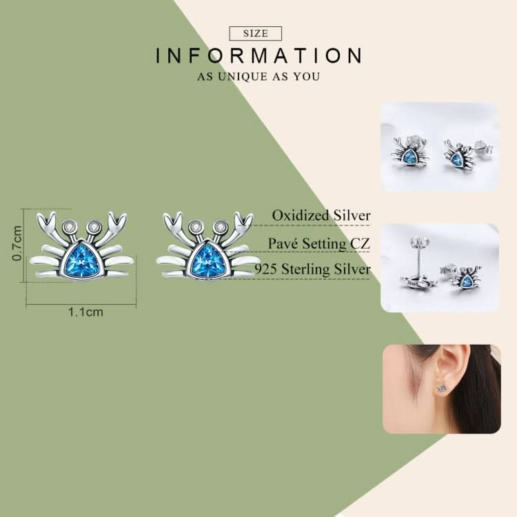 Little Crab S925 Sterling Silver Earrings with Gemstone Heart-shaped Earrings Reluova