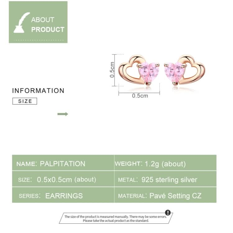 Sterling Silver Earrings Heart-shaped Rose Gold-plated Zircon Earrings Reluova