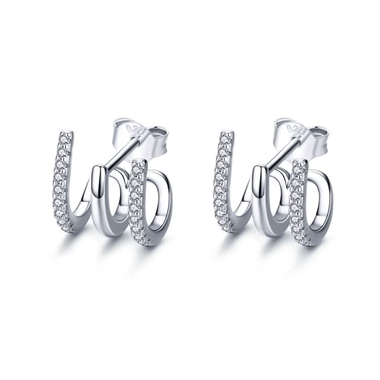 Sterling Silver Earrings Three-layer Twisted Silver Earrings Zircon Earrings Reluova