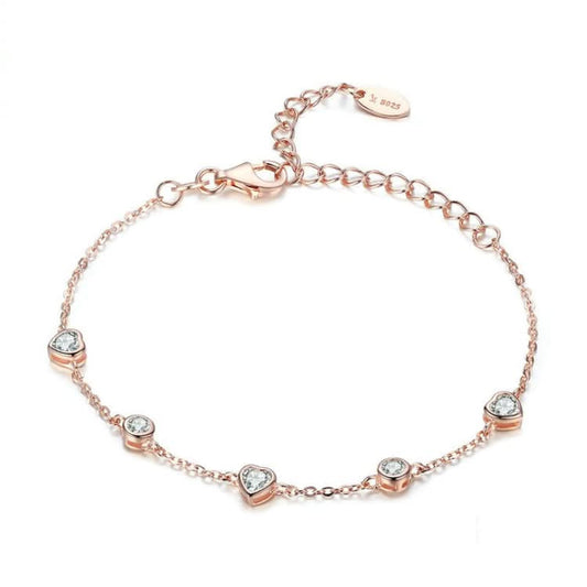 Rose Gold Plated Zircon Bracelet S925 Sterling Silver Female Bracelet Reluova