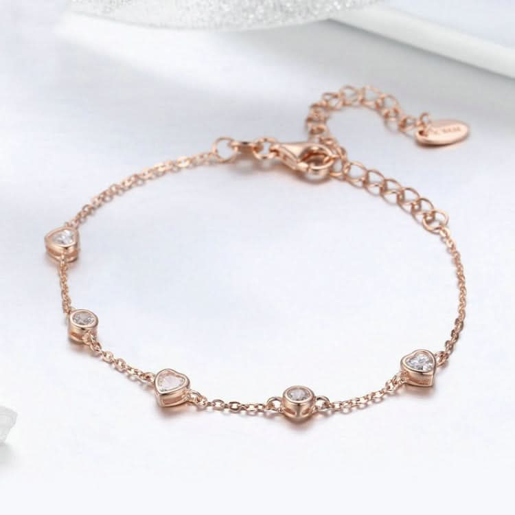 Rose Gold Plated Zircon Bracelet S925 Sterling Silver Female Bracelet Reluova