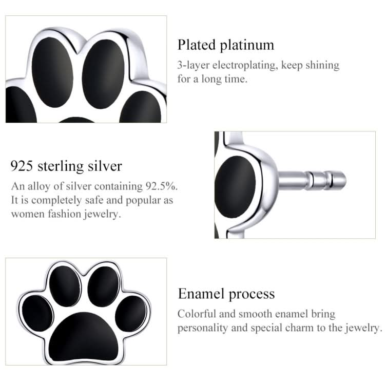 Sterling Silver Pet Paw Print Earrings Dripping Earrings Reluova