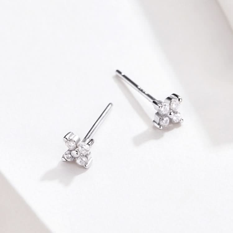 Sterling Silver Zircon Earrings Flower Earrings Girl Jewelry Reluova