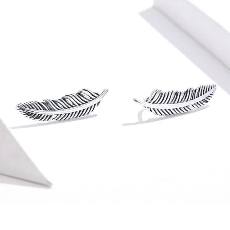 Retro Feather Earrings Sterling Silver Girls Earrings Reluova