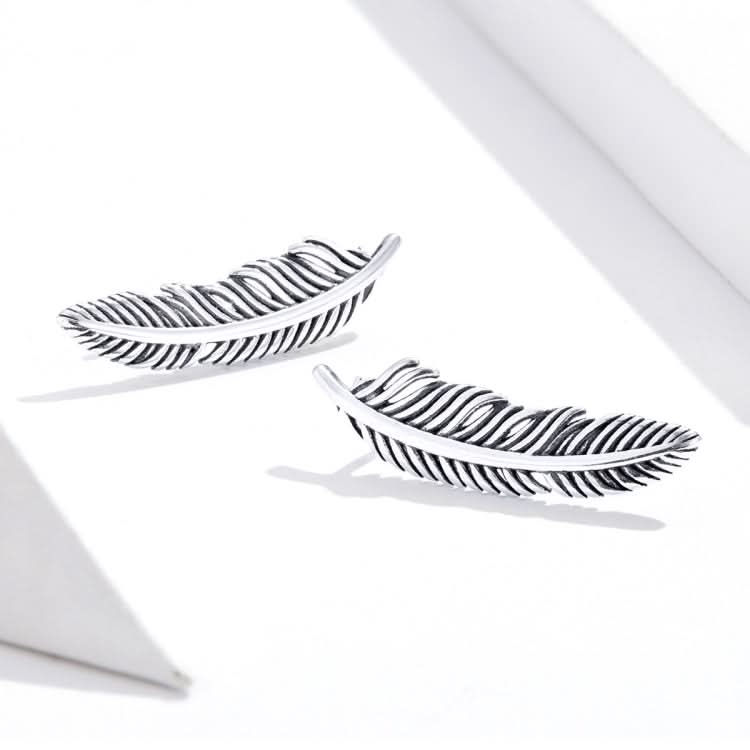 Retro Feather Earrings Sterling Silver Girls Earrings Reluova