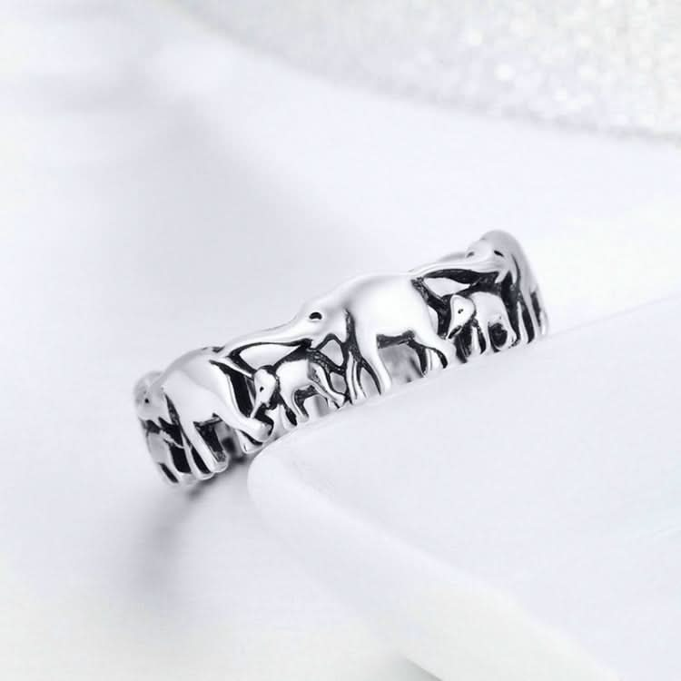 S925 Sterling Silver Ring Elephant Family Vintage Inlaid Ring Reluova