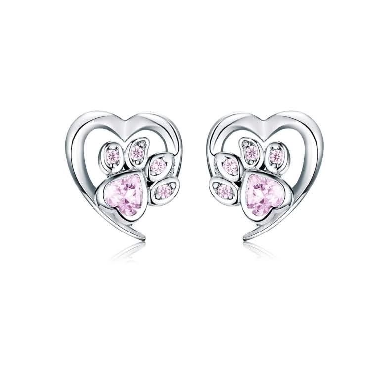 Pet Paw Print Earrings Platinum-plated Love Heart-shaped Girls Earrings Reluova