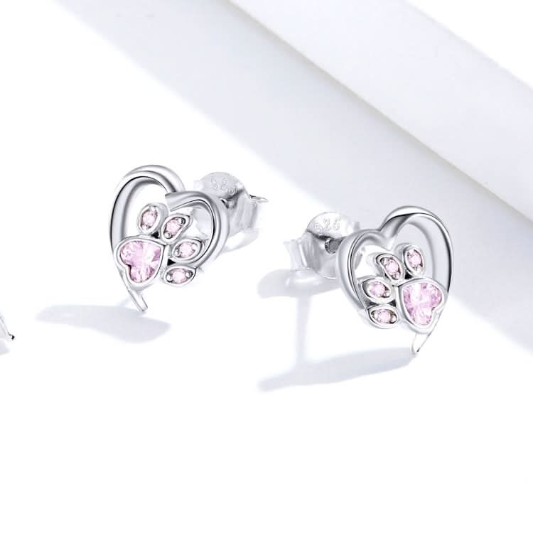 Pet Paw Print Earrings Platinum-plated Love Heart-shaped Girls Earrings Reluova