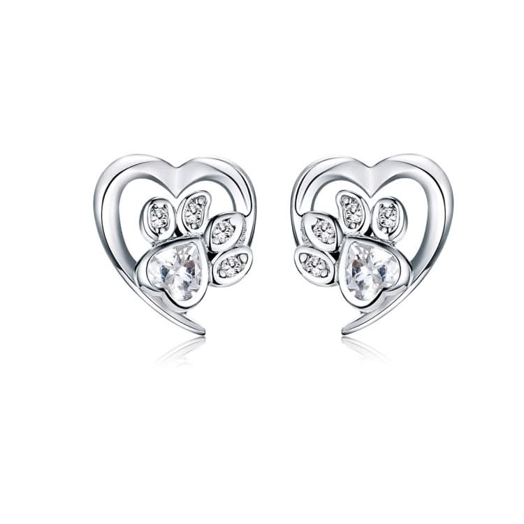 Pet Paw Print Earrings Platinum-plated Love Heart-shaped Girls Earrings Reluova