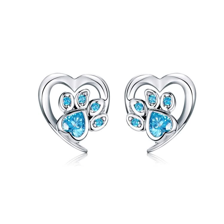 Pet Paw Print Earrings Platinum-plated Love Heart-shaped Girls Earrings Reluova