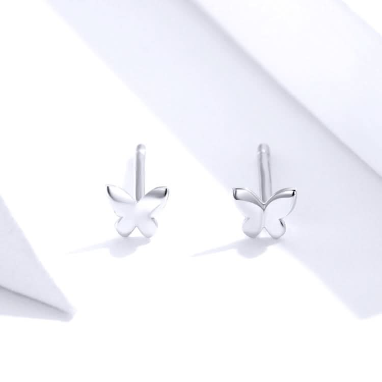 Sterling Silver Butterfly Earrings Fresh Simple and Compact Platinum-plated Girls Earrings Reluova