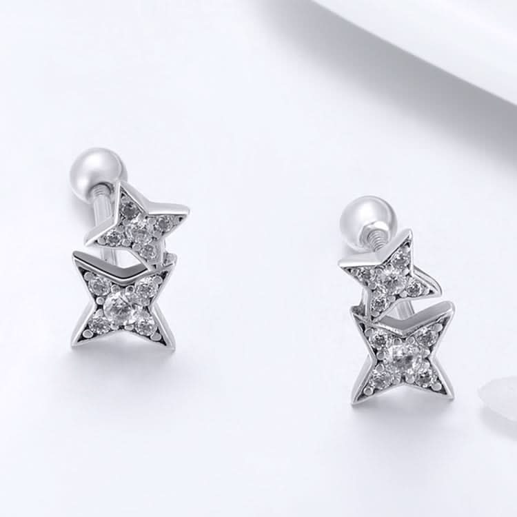 Sterling Silver Bright Star Style Diamond Earrings Female Earrings Reluova