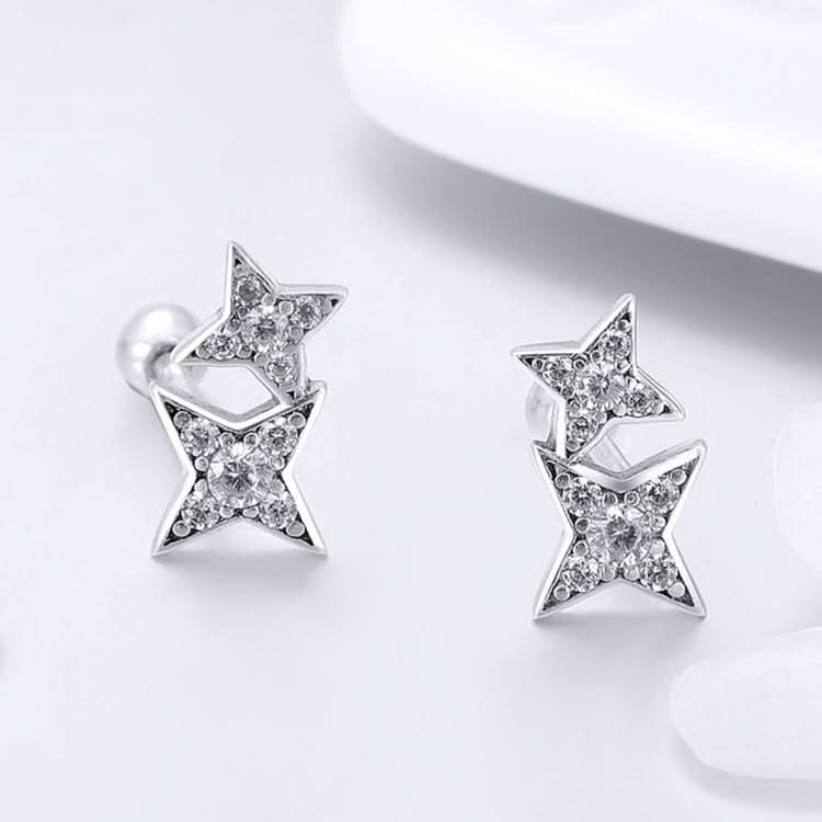 Sterling Silver Bright Star Style Diamond Earrings Female Earrings Reluova