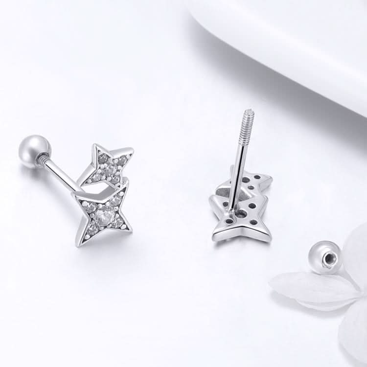 Sterling Silver Bright Star Style Diamond Earrings Female Earrings Reluova