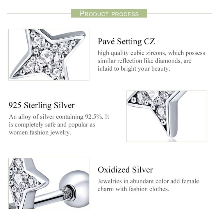 Sterling Silver Bright Star Style Diamond Earrings Female Earrings Reluova