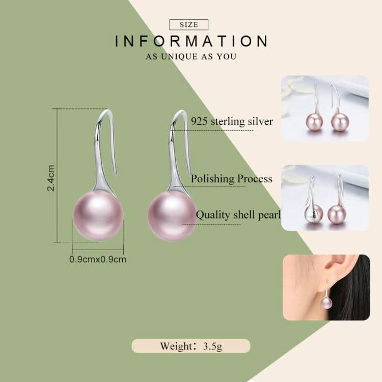 Women Sterling Silver Earrings Temperament Shell Beads Pearl Earrings