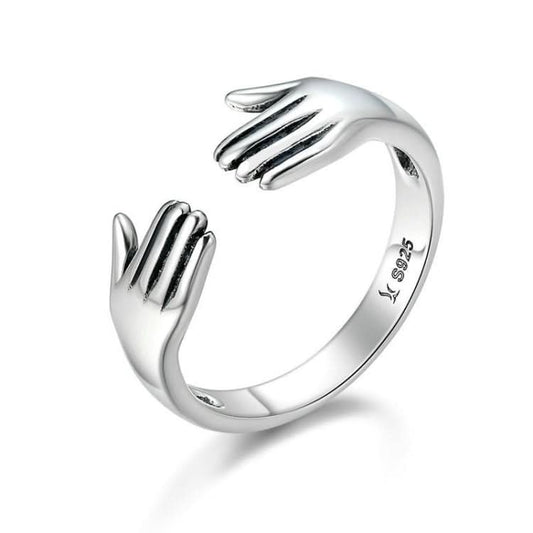 S925 Sterling Silver Ring Give Me A Hug Palm-shaped Ladies Ring Reluova