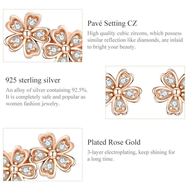 Flowers Zircon Earrings Sterling Silver Female Earrings Simple Earrings Reluova