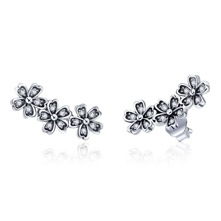 Flowers Zircon Earrings Sterling Silver Female Earrings Simple Earrings Reluova