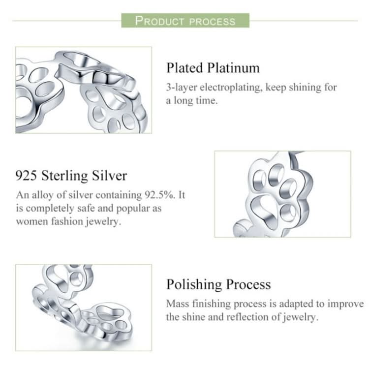 Sterling Silver S925 Temperament Female Ring Cute Claw Mark Platinum Plated Ring Reluova