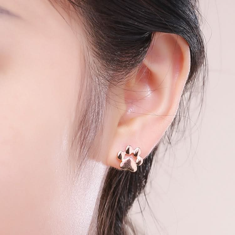 Women Fashion Pet Cat Footprints Sliver Earrings Reluova