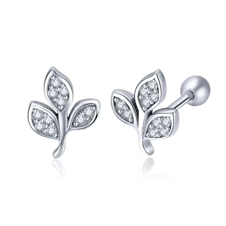 Sterling Silver Leaf Diamond Earrings Female Earrings Reluova