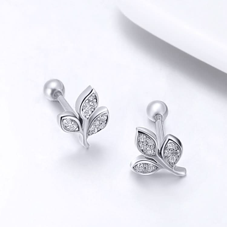 Sterling Silver Leaf Diamond Earrings Female Earrings Reluova