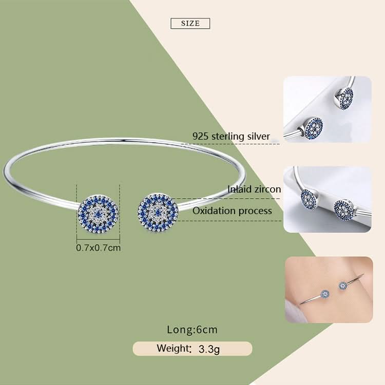 Bright Blue Eyes Inlaid Zircon Bracelet S925 Sterling Silver Bracelet Reluova